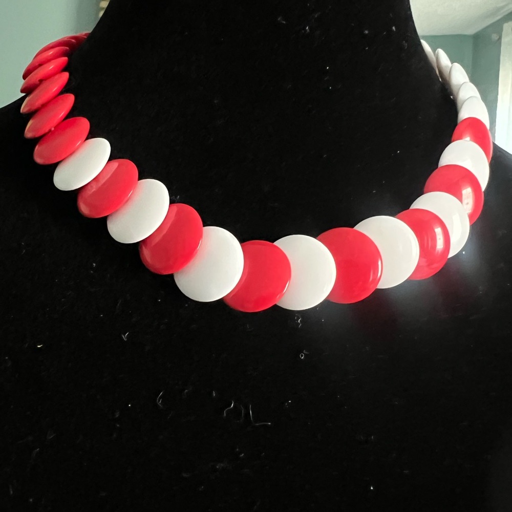 Avon Red and White Statement Necklace